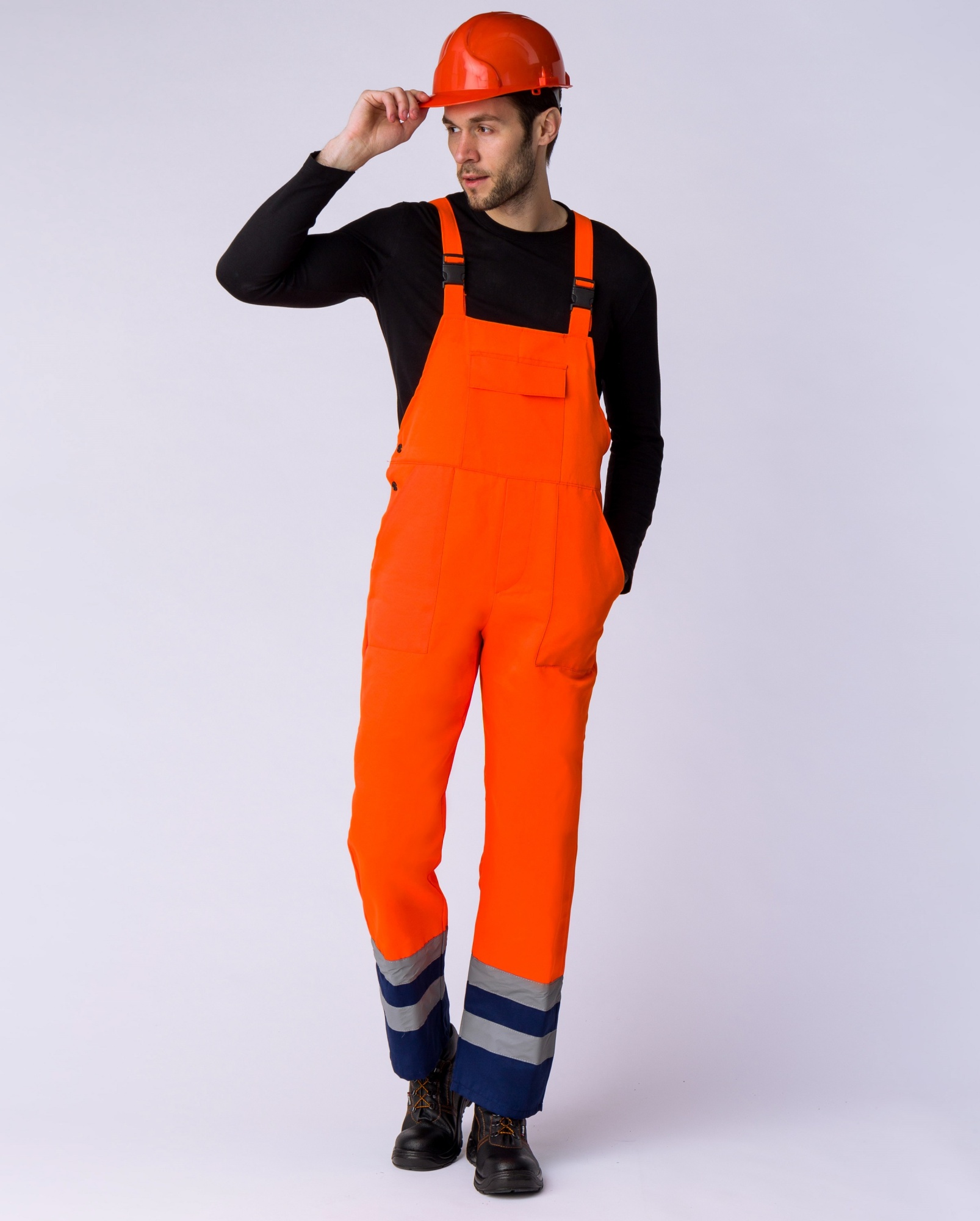 Костюм Дорожник с укороченной курткой (тк.Смесовая,210) пк, оранжевыйт.синий